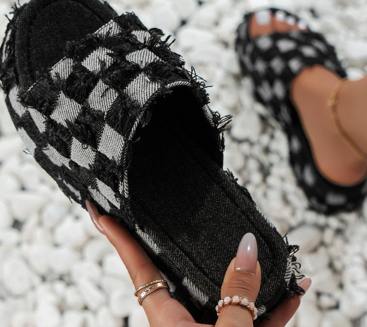 Denim Wedge Sandals