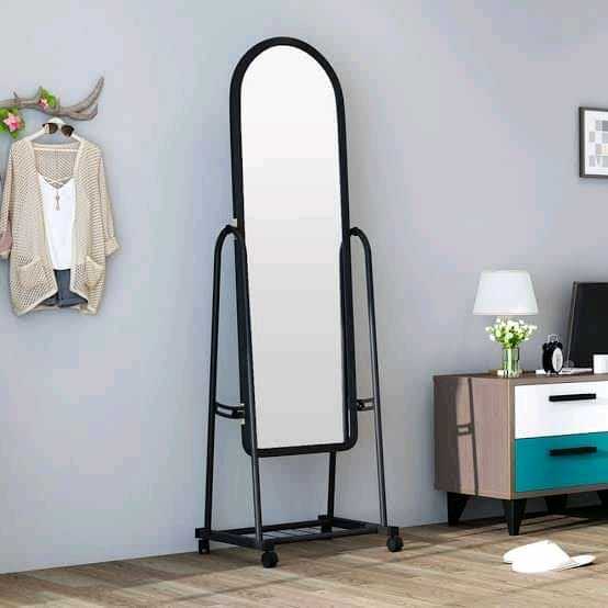 Full Length Dressing Mirror with Wheels &amp; Shoe Rack
